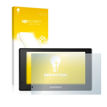 Parte frontale di una confezione del prodotto con il logo del marchio upscreen. Accanto è raffigurato il dispositivo Garmin Dr