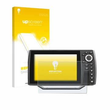 Parte frontale di una confezione del prodotto con il logo del marchio upscreen. Accanto è raffigurato il dispositivo Humminbir