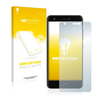 Parte frontale di una confezione del prodotto con il logo del marchio upscreen. Accanto è raffigurato il dispositivo BQ Aquari