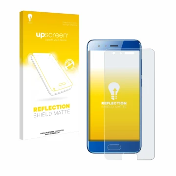 Parte frontale di una confezione del prodotto con il logo del marchio upscreen. Accanto è raffigurato il dispositivo Honor 9 c