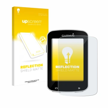 Parte frontale di una confezione del prodotto con il logo del marchio upscreen. Accanto è raffigurato il dispositivo Garmin Ed