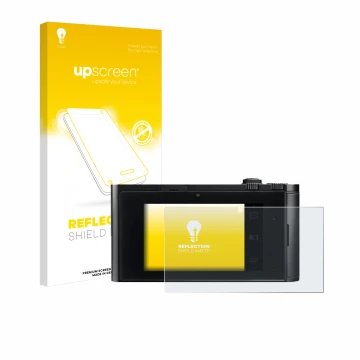 Parte frontale di una confezione del prodotto con il logo del marchio upscreen. Accanto è raffigurato il dispositivo Leica TL2