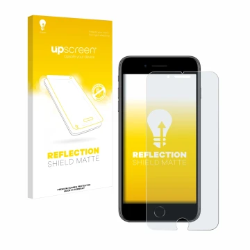 Parte frontale di una confezione del prodotto con il logo del marchio upscreen. Accanto è raffigurato il dispositivo Apple iPh