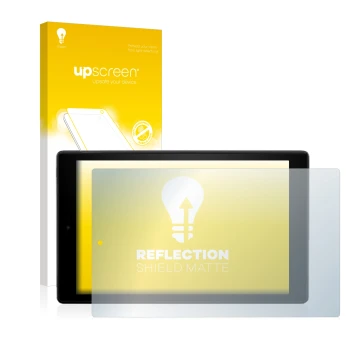 Parte frontale di una confezione del prodotto con il logo del marchio upscreen. Accanto è raffigurato il dispositivo Amazon Fi