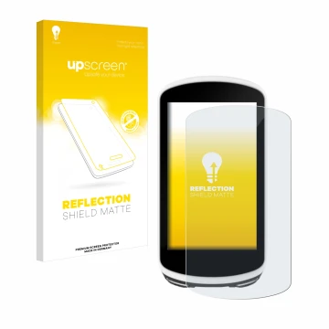 Parte frontale di una confezione del prodotto con il logo del marchio upscreen. Accanto è raffigurato il dispositivo Garmin Ed