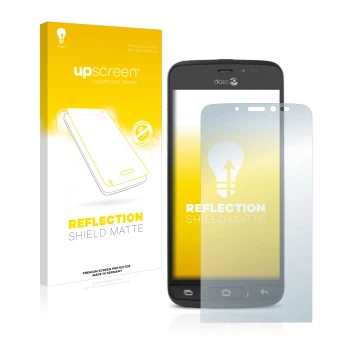 Parte frontale di una confezione del prodotto con il logo del marchio upscreen. Accanto è raffigurato il dispositivo Doro 8040