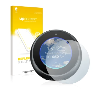 Parte frontale di una confezione del prodotto con il logo del marchio upscreen. Accanto è raffigurato il dispositivo Amazon Ec