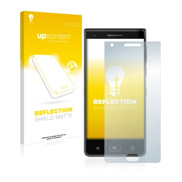 Parte frontale di una confezione del prodotto con il logo del marchio upscreen. Accanto è raffigurato il dispositivo BlackBerr