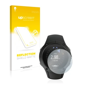 Parte frontale di una confezione del prodotto con il logo del marchio upscreen. Accanto è raffigurato il dispositivo Suunto Sp