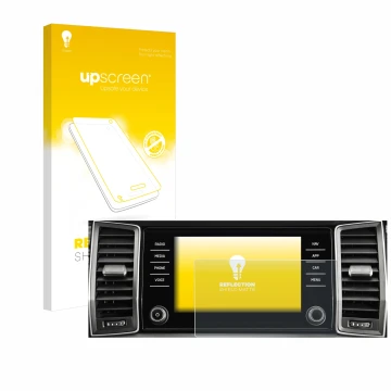 Parte frontale di una confezione del prodotto con il logo del marchio upscreen. Accanto è raffigurato il dispositivo Skoda Col