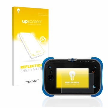 Parte frontale di una confezione del prodotto con il logo del marchio upscreen. Accanto è raffigurato il dispositivo Vtech Sto