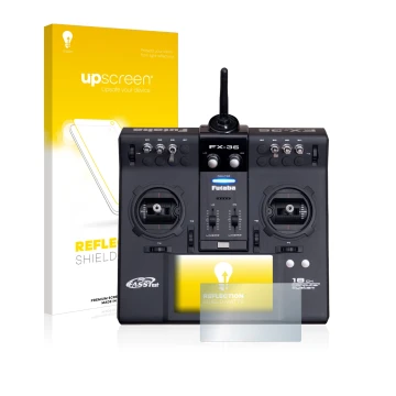 Parte frontale di una confezione del prodotto con il logo del marchio upscreen. Accanto è raffigurato il dispositivo Robbe Fut