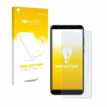 Parte frontale di una confezione del prodotto con il logo del marchio upscreen. Accanto è raffigurato il dispositivo Huawei P 