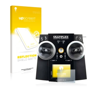 Parte frontale di una confezione del prodotto con il logo del marchio upscreen. Accanto è raffigurato il dispositivo Multiplex