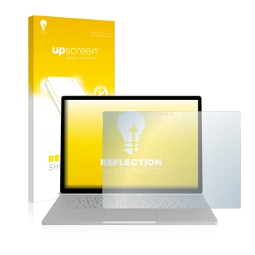 Parte frontale di una confezione del prodotto con il logo del marchio upscreen. Accanto è raffigurato il dispositivo Microsoft