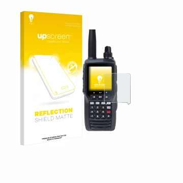 Parte frontale di una confezione del prodotto con il logo del marchio upscreen. Accanto è raffigurato il dispositivo Yaesu FTA