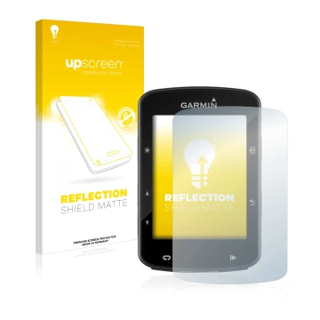 Parte frontale di una confezione del prodotto con il logo del marchio upscreen. Accanto è raffigurato il dispositivo Garmin Ed