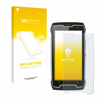 Parte frontale di una confezione del prodotto con il logo del marchio upscreen. Accanto è raffigurato il dispositivo Cubot Kin