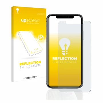 Parte frontale di una confezione del prodotto con il logo del marchio upscreen. Accanto è raffigurato il dispositivo Apple iPh