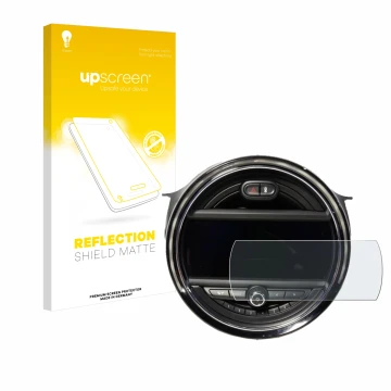 Parte frontale di una confezione del prodotto con il logo del marchio upscreen. Accanto è raffigurato il dispositivo Mini Coop