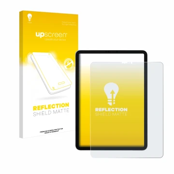 Parte frontale di una confezione del prodotto con il logo del marchio upscreen. Accanto è raffigurato il dispositivo Apple iPa