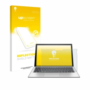 Parte frontale di una confezione del prodotto con il logo del marchio upscreen. Accanto è raffigurato il dispositivo HP Elite 