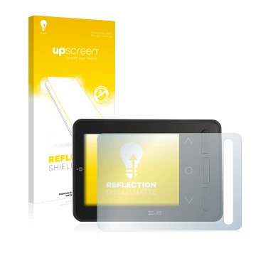 Parte frontale di una confezione del prodotto con il logo del marchio upscreen. Accanto è raffigurato il dispositivo ISDT BG-8