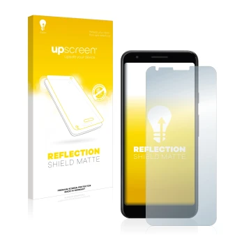 Parte frontale di una confezione del prodotto con il logo del marchio upscreen. Accanto è raffigurato il dispositivo Google Pi