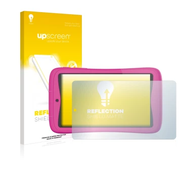 Parte frontale di una confezione del prodotto con il logo del marchio upscreen. Accanto è raffigurato il dispositivo Kurio Con