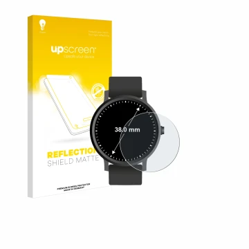 Parte frontale di una confezione del prodotto con il logo del marchio upscreen. Accanto è raffigurato il dispositivo Circolare