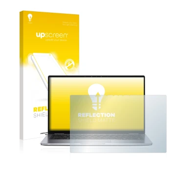 Parte frontale di una confezione del prodotto con il logo del marchio upscreen. Accanto è raffigurato il dispositivo Dell Lati