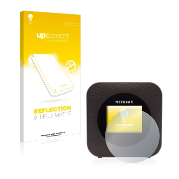 Parte frontale di una confezione del prodotto con il logo del marchio upscreen. Accanto è raffigurato il dispositivo Netgear N