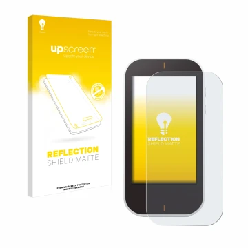 Parte frontale di una confezione del prodotto con il logo del marchio upscreen. Accanto è raffigurato il dispositivo Garmin Ap