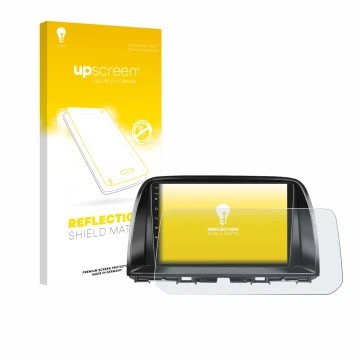 Parte frontale di una confezione del prodotto con il logo del marchio upscreen. Accanto è raffigurato il dispositivo Mazda CX-