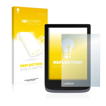 Parte frontale di una confezione del prodotto con il logo del marchio upscreen. Accanto è raffigurato il dispositivo PocketBoo