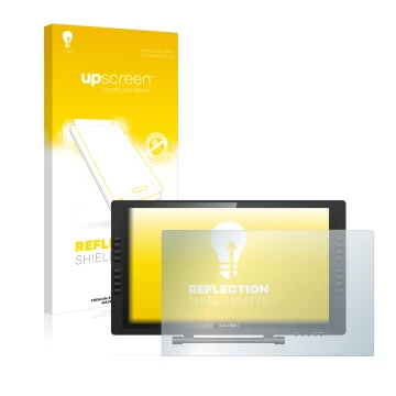 Parte frontale di una confezione del prodotto con il logo del marchio upscreen. Accanto è raffigurato il dispositivo XP-Pen Ar