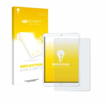 Parte frontale di una confezione del prodotto con il logo del marchio upscreen. Accanto è raffigurato il dispositivo Apple iPa