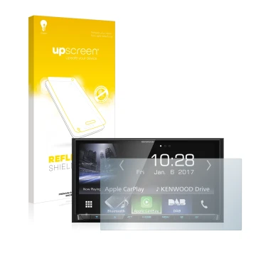 Parte frontale di una confezione del prodotto con il logo del marchio upscreen. Accanto è raffigurato il dispositivo Kenwood D