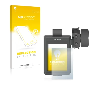 Parte frontale di una confezione del prodotto con il logo del marchio upscreen. Accanto è raffigurato il dispositivo FlySky FS