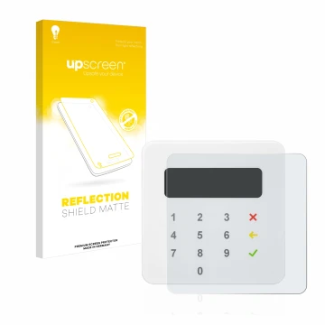 Parte frontale di una confezione del prodotto con il logo del marchio upscreen. Accanto è raffigurato il dispositivo SumUp Air