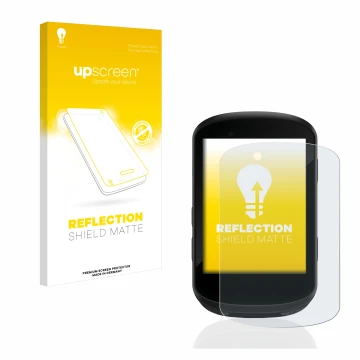 Parte frontale di una confezione del prodotto con il logo del marchio upscreen. Accanto è raffigurato il dispositivo Garmin Ed