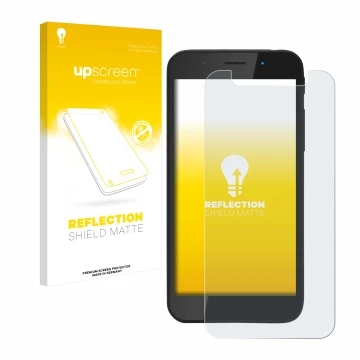 Parte frontale di una confezione del prodotto con il logo del marchio upscreen. Accanto è raffigurato il dispositivo Shiftphon