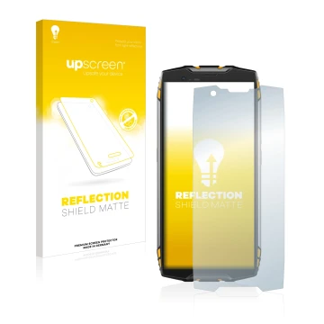 Parte frontale di una confezione del prodotto con il logo del marchio upscreen. Accanto è raffigurato il dispositivo Blackview