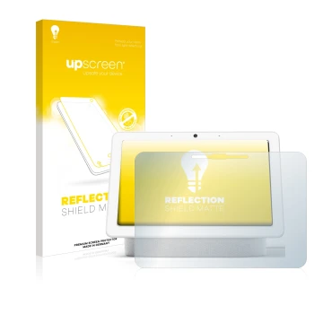 Parte frontale di una confezione del prodotto con il logo del marchio upscreen. Accanto è raffigurato il dispositivo Google Ne