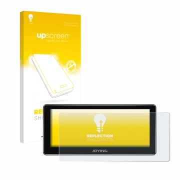 Parte frontale di una confezione del prodotto con il logo del marchio upscreen. Accanto è raffigurato il dispositivo Joying 4G