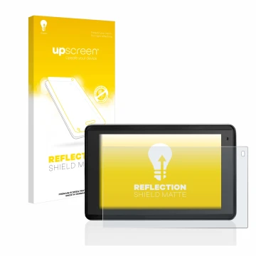 Parte frontale di una confezione del prodotto con il logo del marchio upscreen. Accanto è raffigurato il dispositivo Garmin Ae