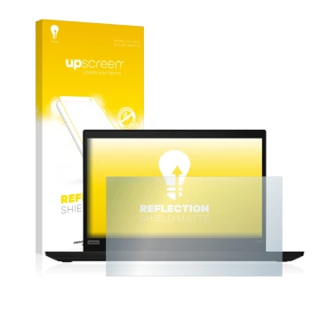 Parte frontale di una confezione del prodotto con il logo del marchio upscreen. Accanto è raffigurato il dispositivo Lenovo Th