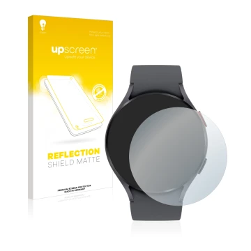 Parte frontale di una confezione del prodotto con il logo del marchio upscreen. Accanto è raffigurato il dispositivo Garmin Fe