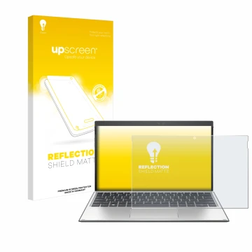 Parte frontale di una confezione del prodotto con il logo del marchio upscreen. Accanto è raffigurato il dispositivo HP Elite 