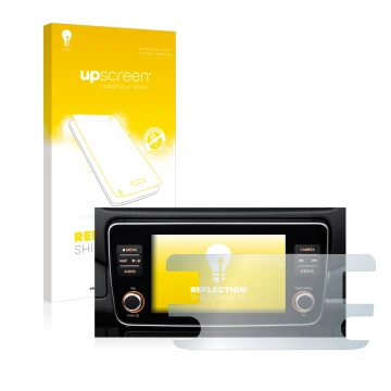 Parte frontale di una confezione del prodotto con il logo del marchio upscreen. Accanto è raffigurato il dispositivo Nissan Le